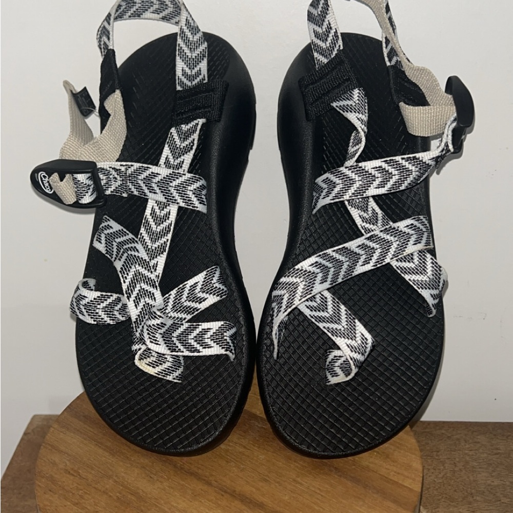 Chaco Black and White Geometric Sandals